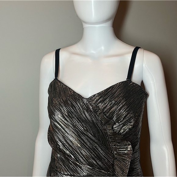 NEW Jonathan Simkhai Dylan Metallic Plissé Strapless Midi Dress Size 8 - Picture 6 of 16
